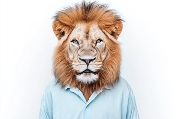 Fototapeta premium A person wearing a lion mask and holding it in place, great for cultural or wildlife-themed projects