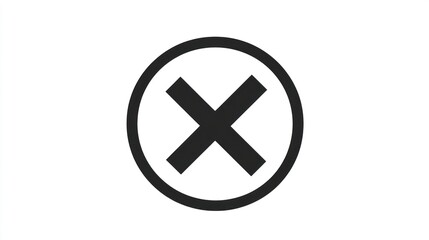 Obraz premium Simple Cross Mark Icon: A Minimalist Graphic Design of a Cross Within a Circle, Representing Rejection or Cancellation.