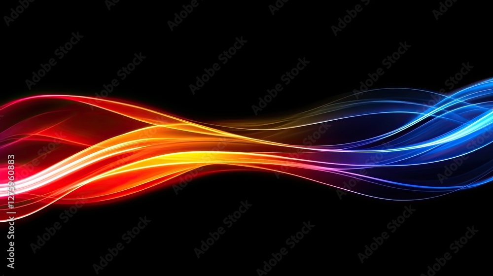 Poster a glowing abstract background featuring colorful light trails in motion, evoking a sense of speed an