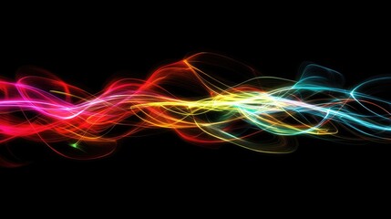 Naklejka premium A glowing abstract background featuring colorful light trails in motion, evoking a sense of speed and innovation.