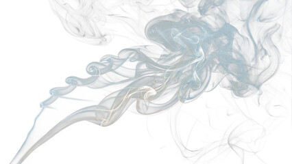 Fototapeta premium Delicate flowing smoke design on a white background, ethereal abstraction