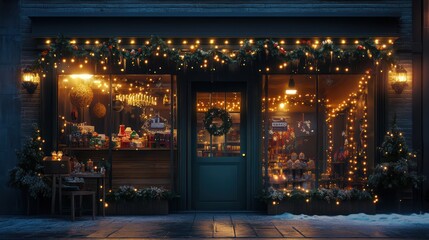 Obraz premium Enchanted Christmas Shop Window Display