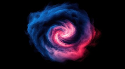 A glowing vortex lighting effect in deep shades of magenta and electric blue, spinning in darkness.