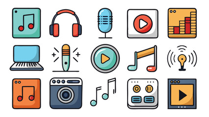 Essential Music and Audio Interface Icons Set