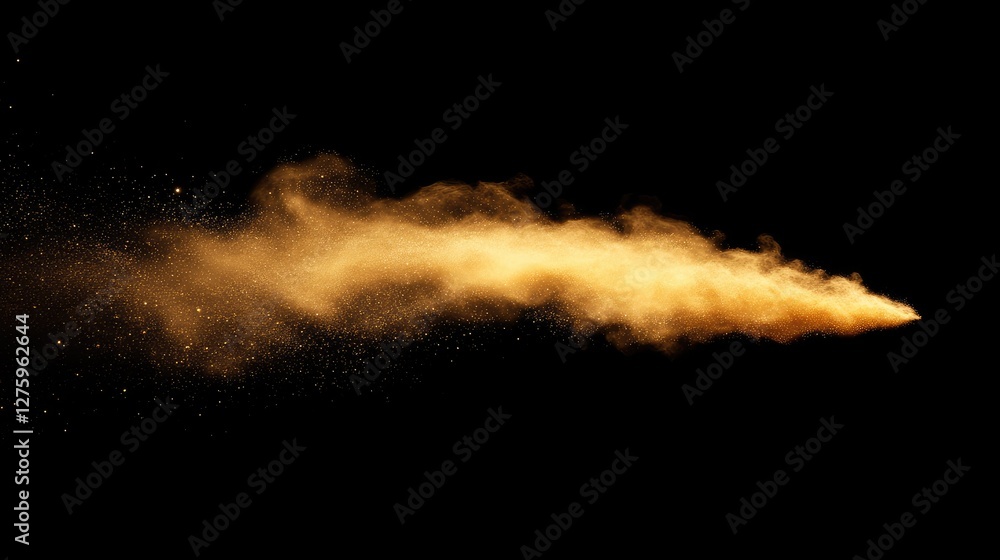 Aufkleber a golden dust lighting effect, creating an ethereal glow with floating particles.