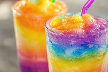 Two glasses with different colored drinks for photography or illustration