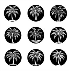 set of vector palm trees