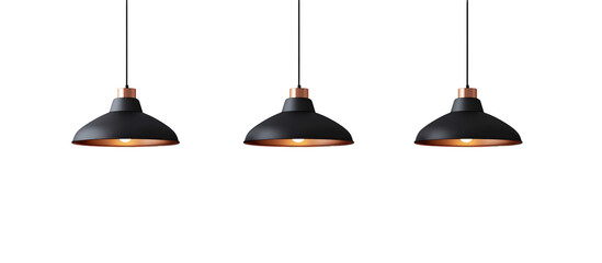 Modern Pendant Lights: A trio of contemporary pendant lights, suspended gracefully with sleek design, their minimalist form radiating a warm, inviting glow.