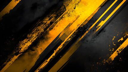 Abstract grunge background with diagonal black and gold stripes textured design