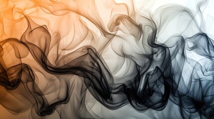 Abstract Smoke Swirls: A Study in Grayscale and Amber Hues