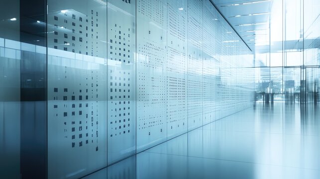 A high-tech digital scatter plot appearing on a glass wall in an advanced research lab.