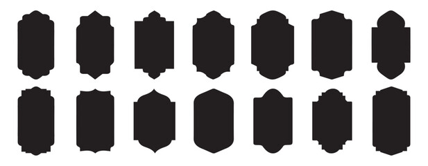 Collection of oriental style Islamic arches and windows. Islamic shape architecture elements. Ramadan. Mosque gate shape. Vector illustration
