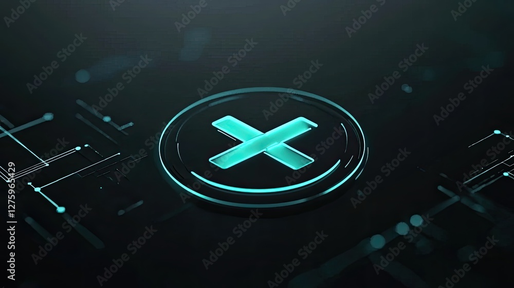 Poster a minimalistic undo symbol glowing on a dark tech-inspired background.