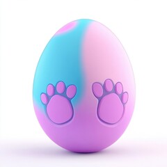 Pastel Egg with Embossed Paw Prints Springtime Design