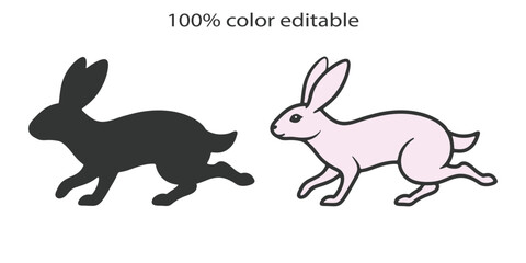 Bunny runs icon silhouette vector illustration art design.
Silhouettes of easter bunnies isolated on a white background. Set of different rabbits silhouettes for design use.