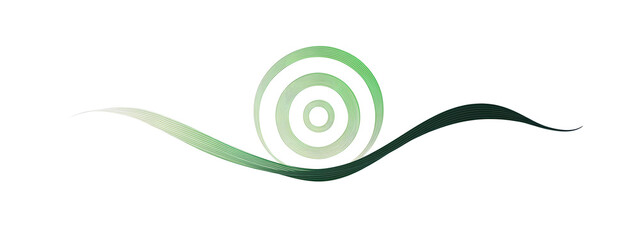 Logo: simple line art of a green spiral on a white background
