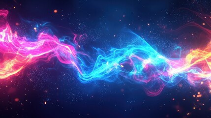 Fototapeta premium Abstract Blue and Pink Nebula, Cosmic Energy Flow, Digital Art, Glowing Streams, Fantasy Background