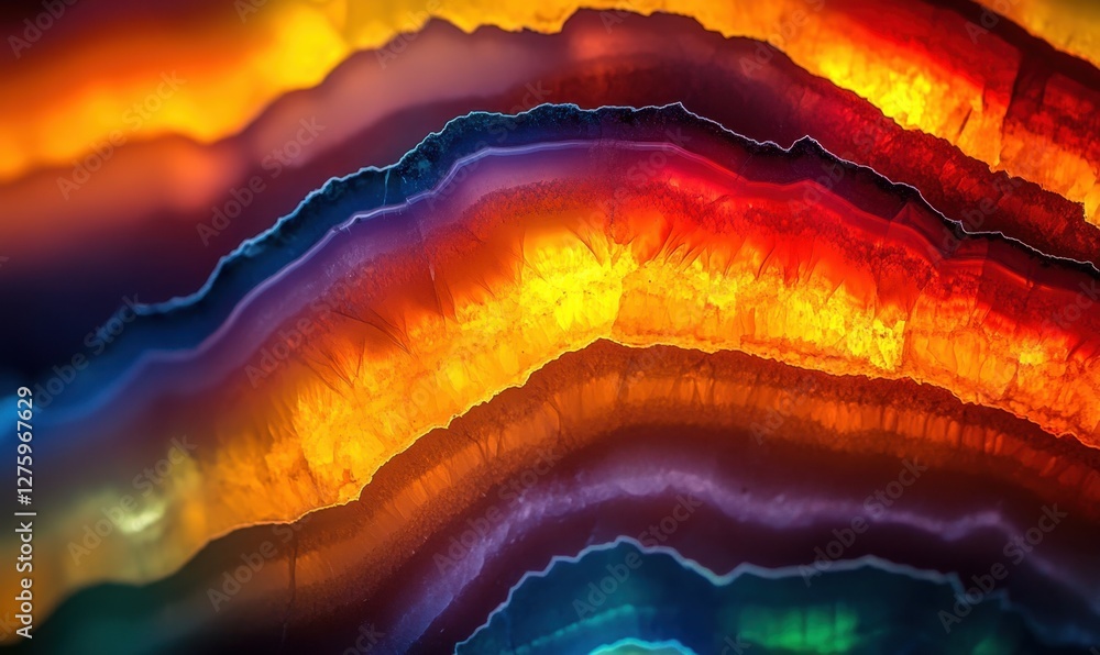 Aufkleber vibrant layers of agate stone showcasing rich colors and intricate patterns in a close-up view