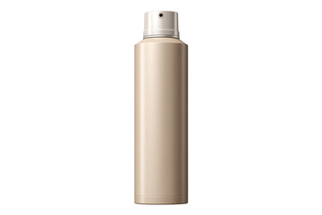 Beige spray can with beige cosmetics isolated on a transparent background
