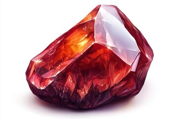 Luminous red gemstone, facets reflecting light. Perfect for game design, fantasy art, or jewelry.