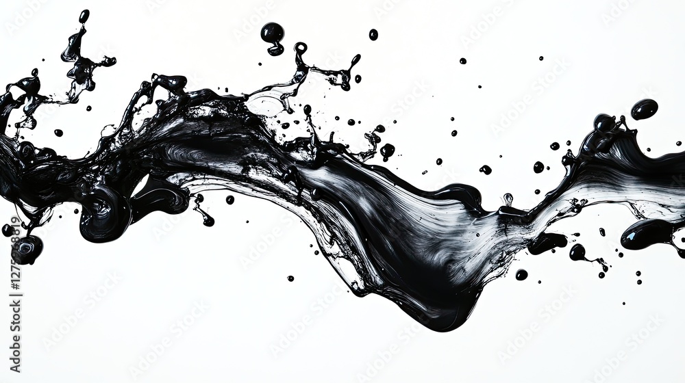 Poster a surreal scatter plot made of suspended ink droplets in midair, frozen in time.