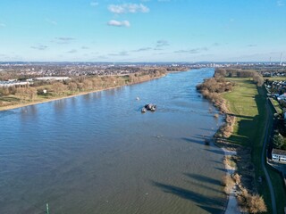 Leverkusen-Hitdorf Fähre von oben