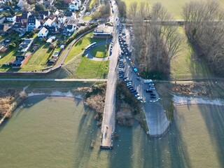 Leverkusen-Hitdorf Fähre von oben