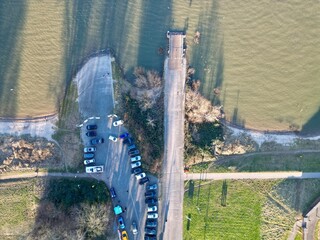 Leverkusen-Hitdorf Fähre von oben