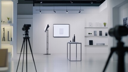 Video generation for a product launch event in a sleek, modern showroom. Featuring excitement and innovation