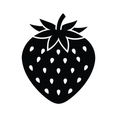 Simple Black and White Strawberry Fruit Icon Graphic Design