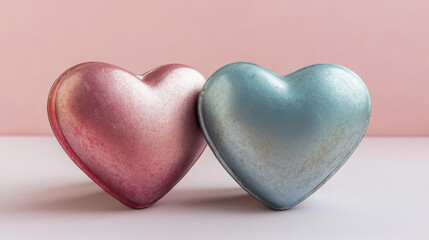 Fototapeta premium Pink heart shaped product podium mockup on pastel background. Realistic 3d vector of two step stair platform in form of love symbol for Valentine day promo or congratulations. Goods display showcase.