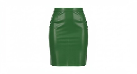 Stylish Emerald Green Faux Leather Pencil Skirt Women s Fashion Apparel Close Up Studio Shot