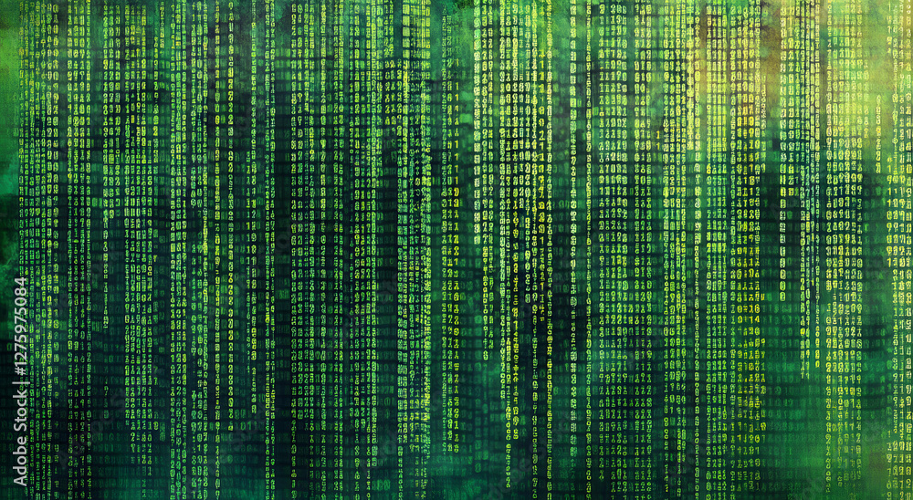Aufkleber abstract digital rain matrix style green code background texture