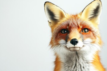Obraz premium A close-up view of a red fox's face, with a distinctive rusty color and white-tipped fur