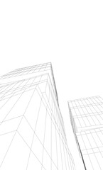 Fototapeta premium Dynamic Abstract Architectural Wireframe – Geometric Urban Structures