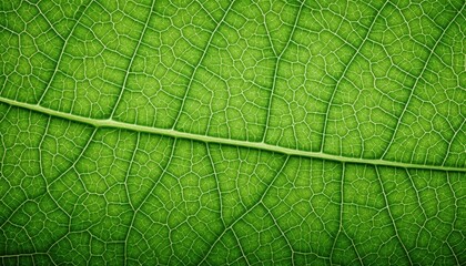 Fototapeta premium Detailed veins on a green leaf. Close-up view on nature for botanical study, health & wellness
