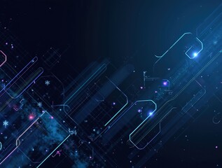 Naklejka premium Futuristic tech background with glowing lines and geometric shapes creating dynamic visual