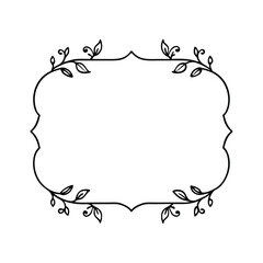 Elegant Floral Frame Border Design, Simple Line Art, Blank Template