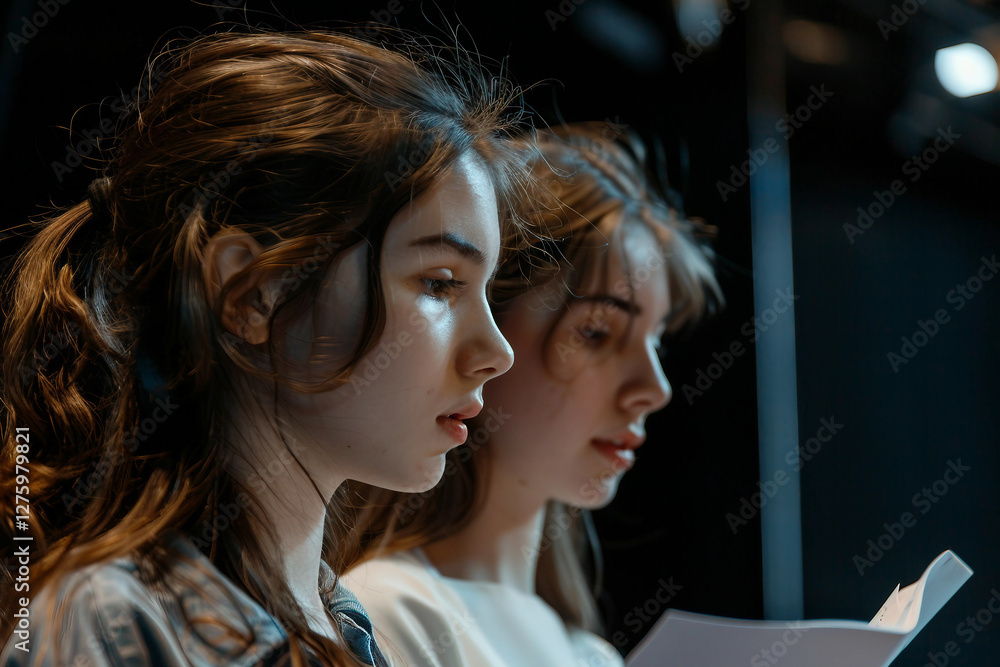 Aufkleber theater spectacle in front of a crowded audience generative ai
