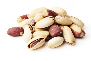 Obraz premium A collection of nuts arranged on a white surface