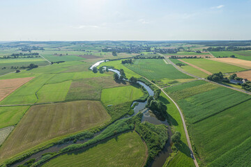 Ausblick auf das Tal der Wörnitz in Mittelfranken rund um Gerolfingen und Aufkirchen