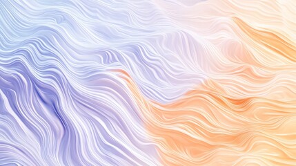 Obraz premium Abstract Wave Painting: Serene Lavender and Peach Hues