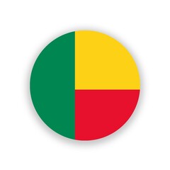 Fototapeta premium Benin national flag in circle shape isolated on white. Illustration