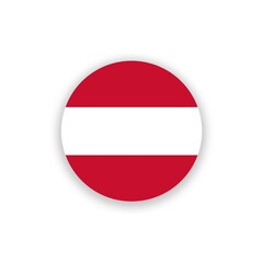 Austria national flag in circle shape isolated on white. Illustration