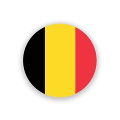 Fototapeta premium Belgium national flag in circle shape isolated on white. Illustration