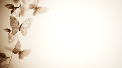 Delicate Butterflies and Orchids in Sepia Tone