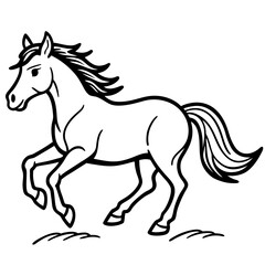 Fast Running Mustang Horse on Grass Vector Illustration