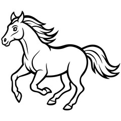 Fast Running Mustang Horse Vector. Wild Stallion Illustration on White Background.