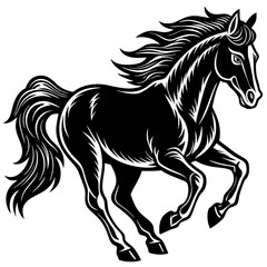 Fast Running Mustang Horse Vector. Wild Stallion Illustration on White Background.