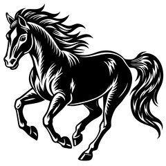 Fast Running Mustang Horse Vector. Wild Stallion Illustration on White Background.